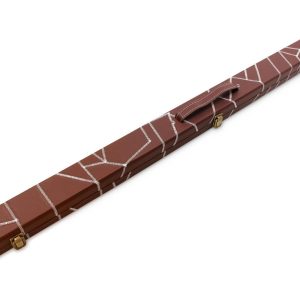 Snooker Pool Cue Case Deluxe 3/4 BROWN CRAZY STITCH with Plastic Ends